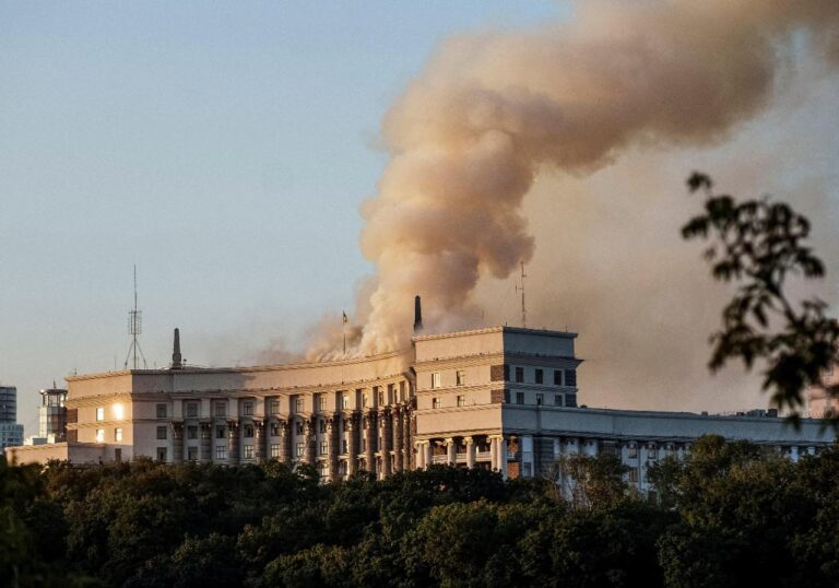 Russia Ukraine Drone Attack Hits Security Headquarters in Kyiv